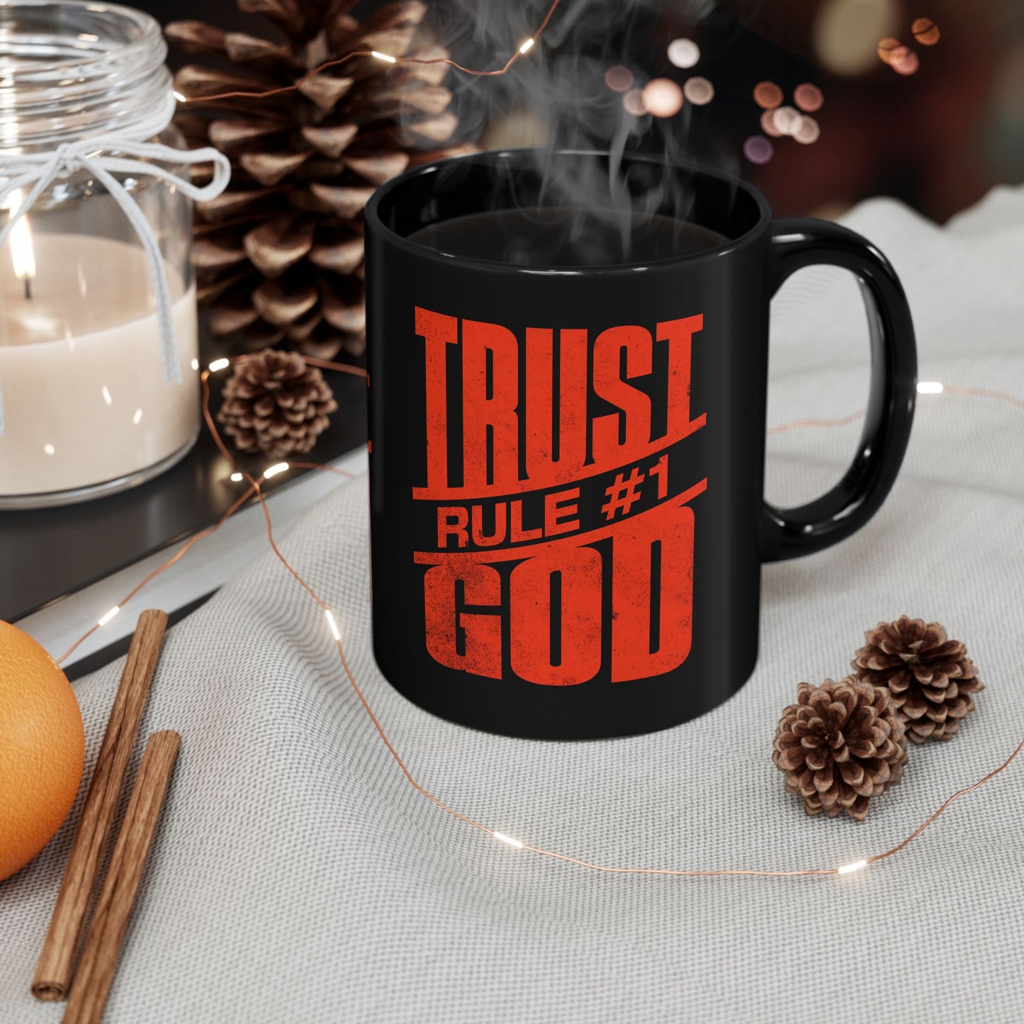 Rule #1: Trust God" Black Mug – Worship Accessories