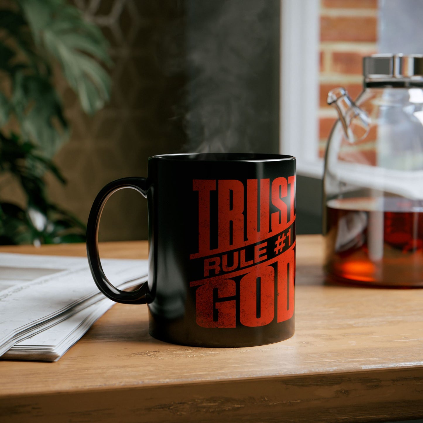 Rule #1: Trust God" Black Mug – Worship Accessories