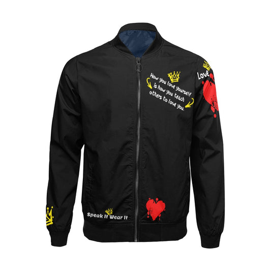 Love Yourself" Self-Affirmations Bomber Jacket – Empowering Apparel